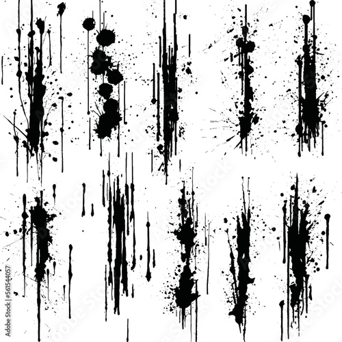 Set of a ink drop splash spots effects, splatter intricate details, stock vector 300dpi include cmyk color mode