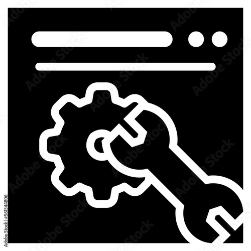webpage maintenance wrench cog icon solid glyph