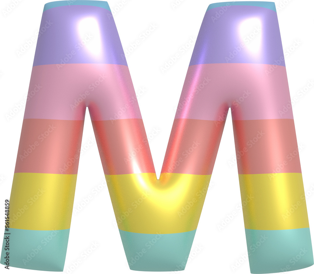 Metallic Balloon alphabet in rainbow tones. Letter M Metallic Balloon alphabet in rainbow tones. Letter M