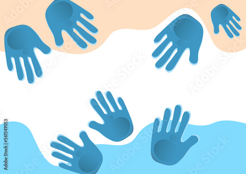 Abstract background, prints of children's palms. Vector