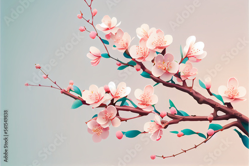 Cherry blossom flower tree japan in white background