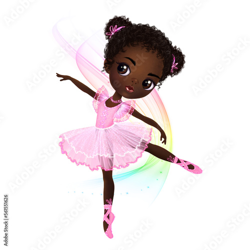 Leinwand Poster African-American girl ballerina, illustration ballerina, children's print, girl