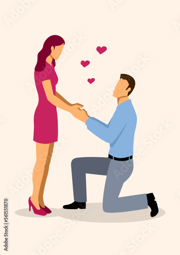 Man kneeling proposing to the woman