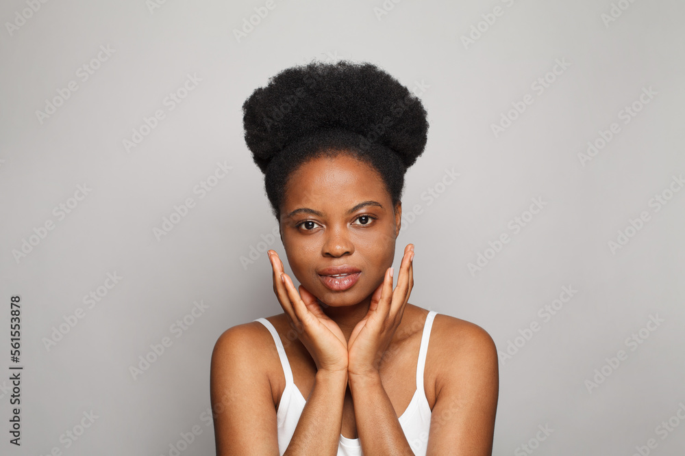 Attractive female face closeup. Pretty woman with fresh clean skin. Beauty, facial treatment, skin care and cosmetology concept Attractive female face closeup. Pretty woman with fresh clean skin. Beauty, facial treatment, skin care and cosmetology concept
