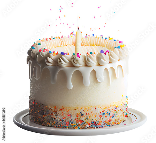 Birthday cake with candles. Illustration Generative AI