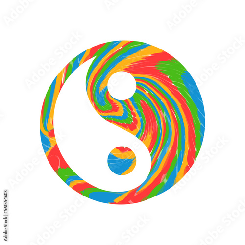 Funny tie dye psychedelic Yin Yang. Vector tiedye cartoon illustration logo.Tie dye melt,acid,Yin Yang,trippy print for t-shirt,poster,logo art concept