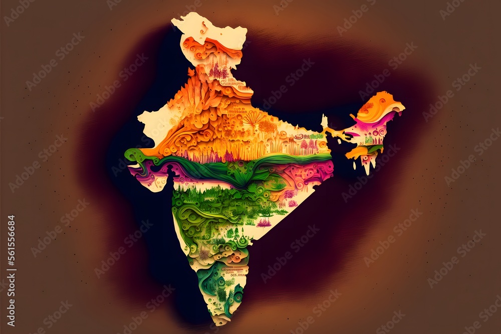 India Map shows its diversity in culture, religions, vegetation, flora ...