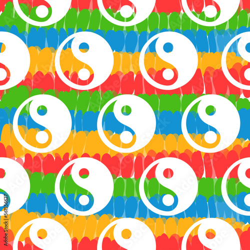 Yib Yang,tie dye seamless pattern background.Vector tie dye cartoon character illustration