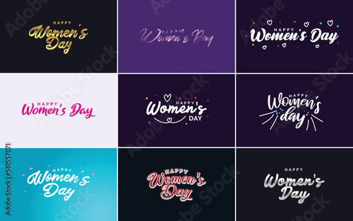 Set of cards with International Women s Day logo