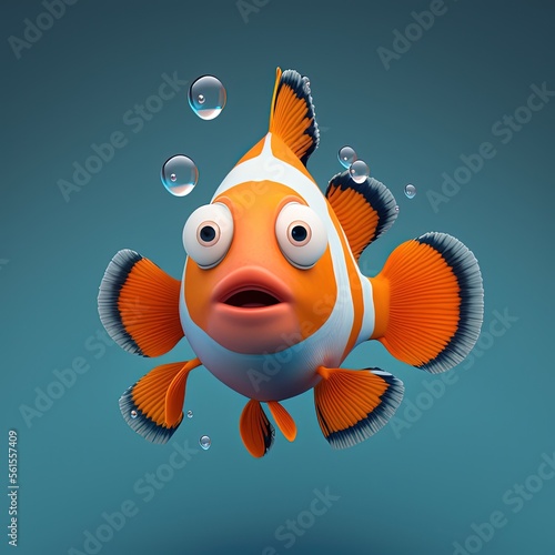 Cute Cartoon Clownfish (Gen...