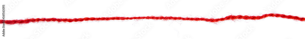 Red thread isolate on white background. Selective focus. - obrazy, fototapety, plakaty 