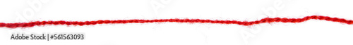 Red thread isolate on white background. Selective focus.