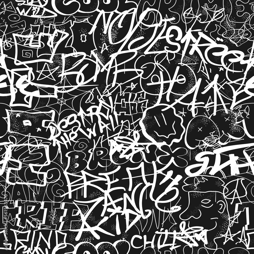 Graffiti seamless pattern wallpaper art.Vector graphic background