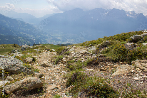 Landscape of Lienz Dolomites in Austria. Road and panorama of massive Alpine mountains © Mira Drozdowski
