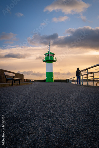 the lighthouse in the harbor of Luebeck Travemuende