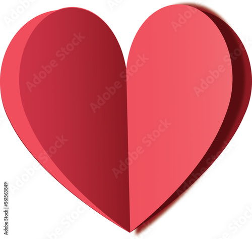 Valentine's day rose pink and red gradient paper hearts set. origami vector
