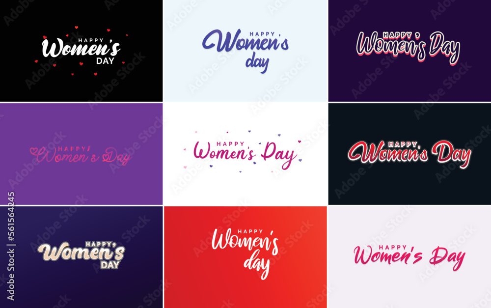 Happy Women's Day design with a realistic illustration of a bouquet of flowers and a banner reading March 72