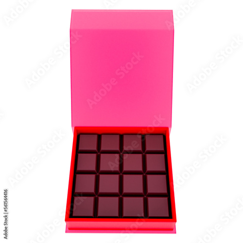 3D Boxed Chocolates in Red Render Valentine's elements PNG