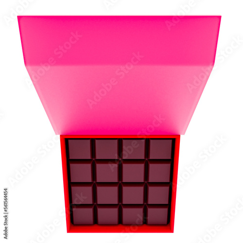 3D Boxed Chocolates in Red Render Valentine's elements PNG