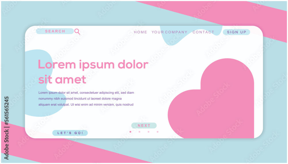 Girly pastel website design vector