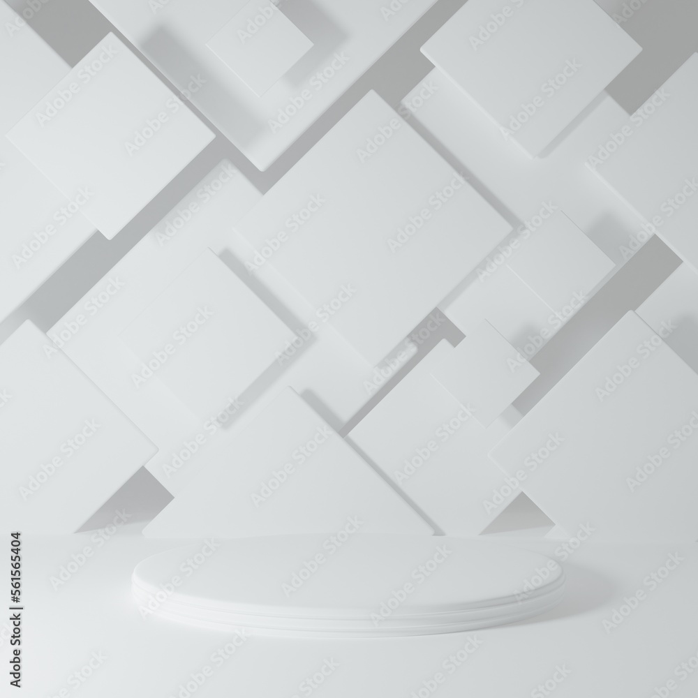 Obraz premium Product Stand in white room ,Studio Scene For Product ,minimal design,3D rendering