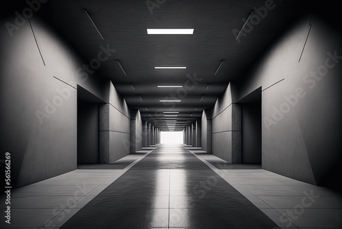 Lights Underground Garage Car Room Cement Asphalt Concrete Background. Generative AI.