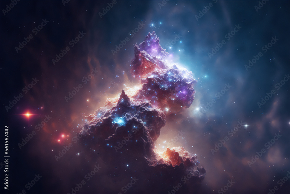 space illustration with stars and nebula. Generative AI
