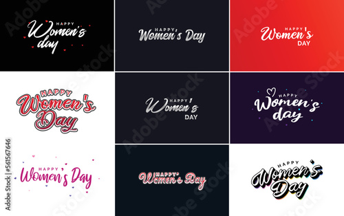 Abstract Happy Women s Day logo with a women s face and love vector design in pink and purple colors