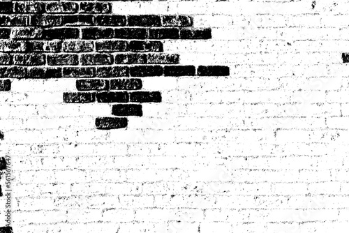 Old dark dirty crumbling grungy ancient brickwall. Uneven messy pitted rot surface of fissured decor. Cracked daub of crannied retro fortress. Rusty grime decayed rustic dusty wall block for 3D design