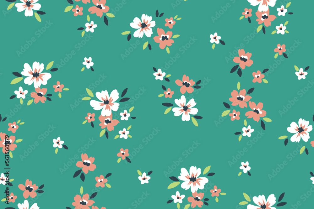Seamless floral pattern, cute ditsy print with rustic motif. Romantic ...
