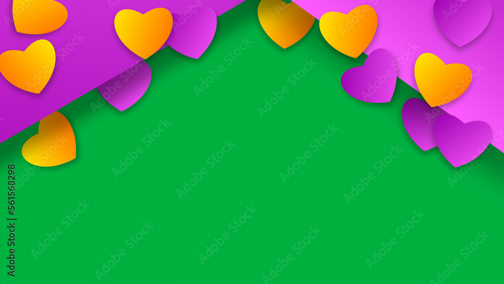 pink and yellow shape heart on green screen