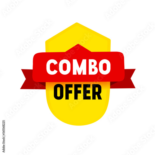 Combo offer vector label, banner template. Collection badges sale, design. Vector illustration isolated on white background.