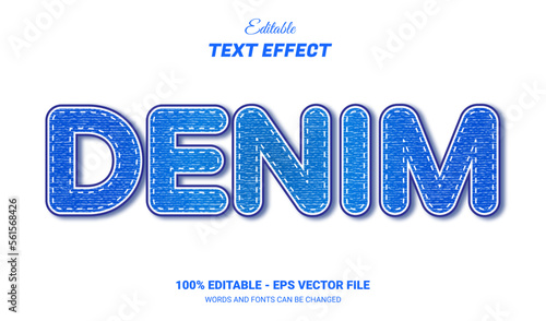 Jeans denim text effect, editable blue and fashion text style