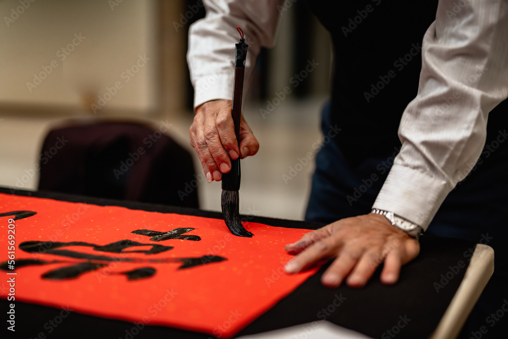 Obraz premium Writing Chinese calligraphy with word meaning