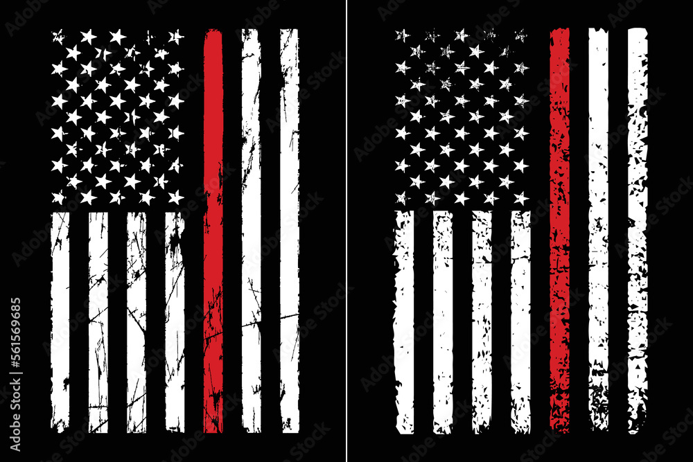 American Flag Thin Red Line Design Stock Vector | Adobe Stock