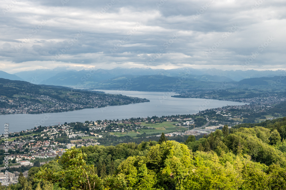 Naklejka premium View of Lake Zurich from Uetliberg