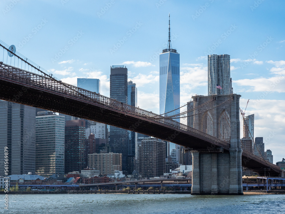 Brooklyn Bridge and Manhattan view, New York City, USA.