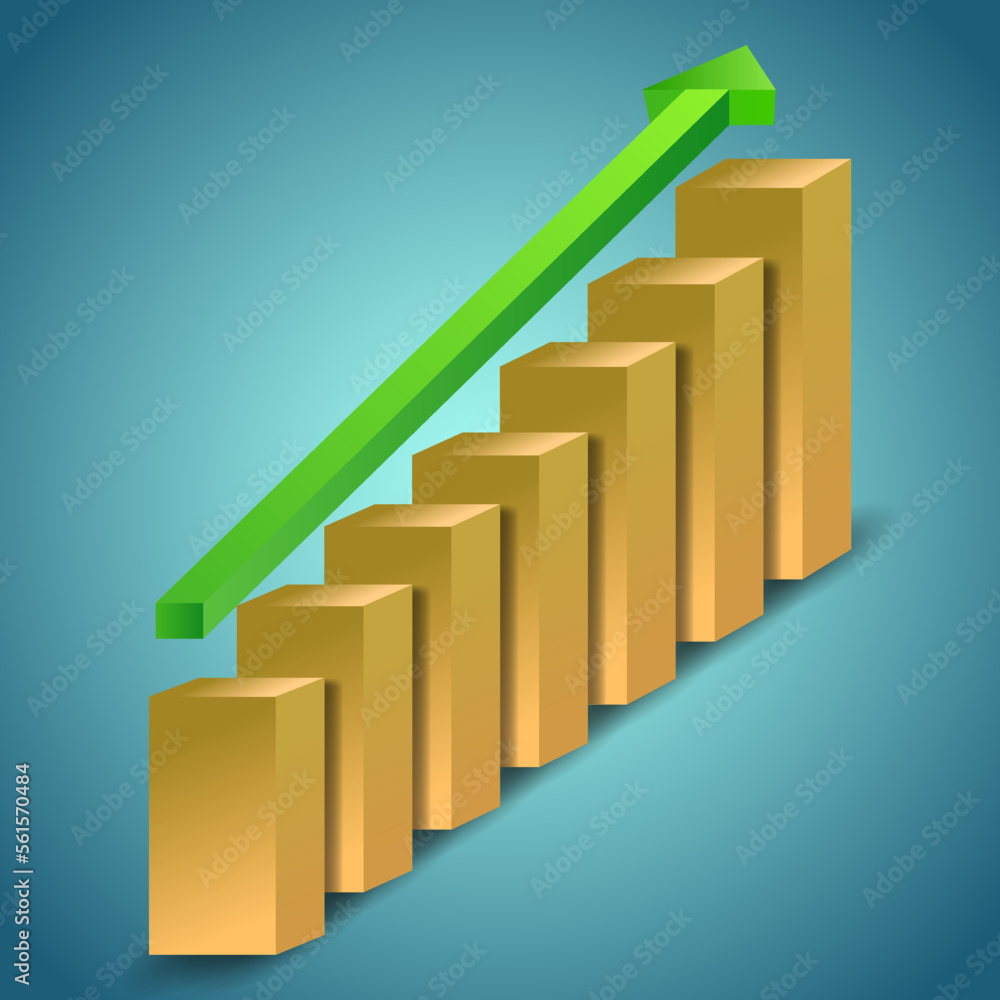 3d business graph with arrow vector 3d business graph with arrow vector