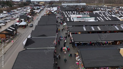 Aerial view of the market in Nowy Targ, Poland
