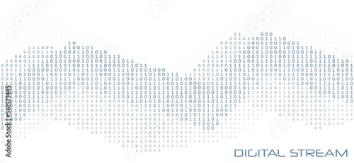 Digital stream. Binary data streaming with ones and zeros