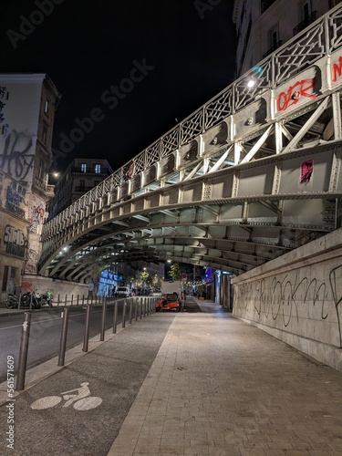 bridge at night in Marseille.