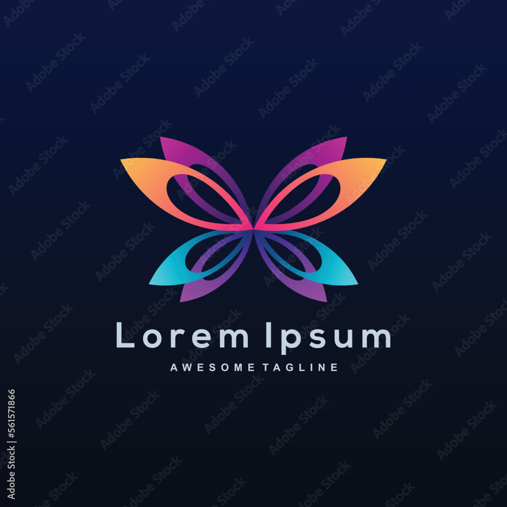 Butterfly colorful gradient logo template