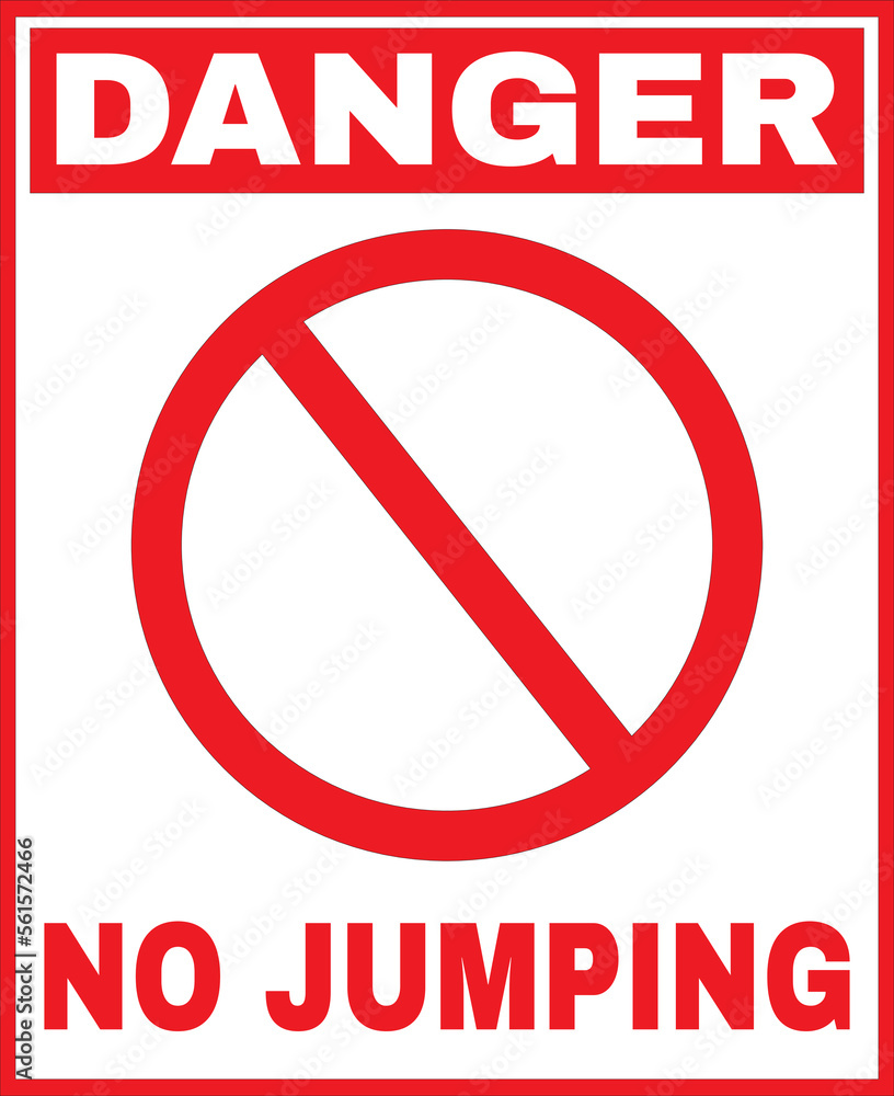 No jumping here warning sign vector Stock Vector