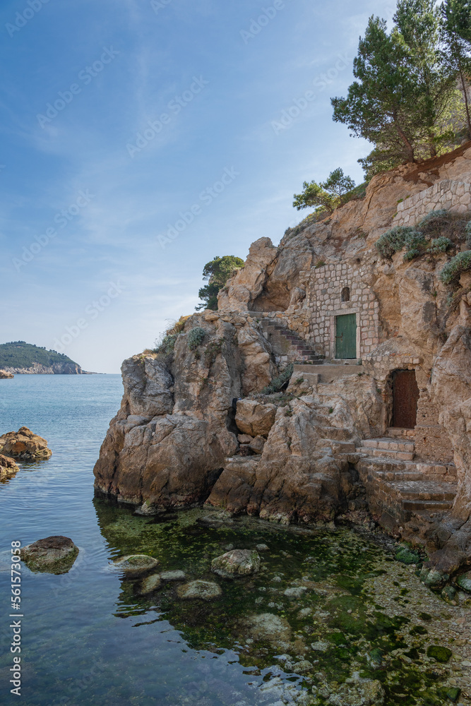 Stony walls of the Lovrijenac fortress. Dubrovnik, Croatia, Europe.