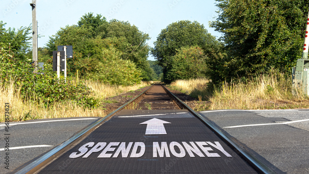 Obraz premium Street Sign Spend Money