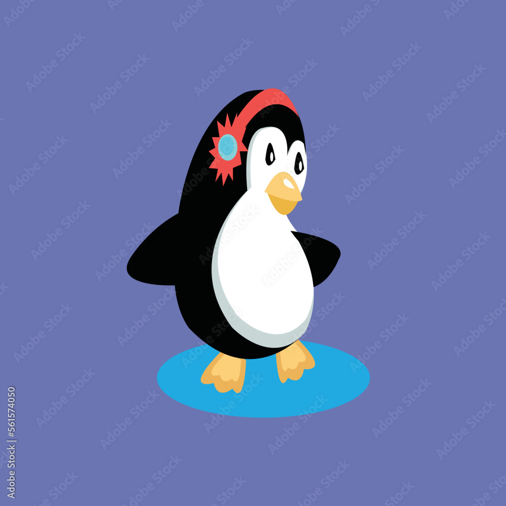 Obraz premium Penguin cartoon colored clipart illustration