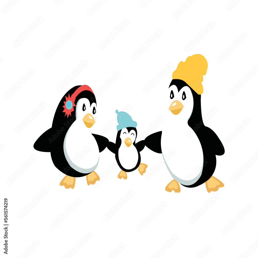 Fototapeta premium Penguin cartoon colored clipart illustration