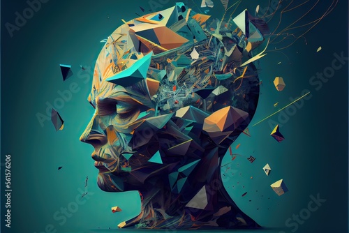 Generative AI illustration of annual collective mind concept art, exploding mind, inner world, dreams, emotions, imagination and creative mind