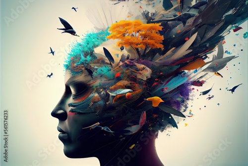 Wallpaper Mural Generative AI illustration of annual collective mind concept art, exploding mind, inner world, dreams, emotions, imagination and creative mind Torontodigital.ca