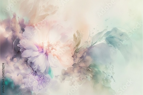 Fototapeta a painting of flowers with a pastel background and a soft pastel color scheme with a soft pastel color scheme with a soft feel to the background is a soft, with a